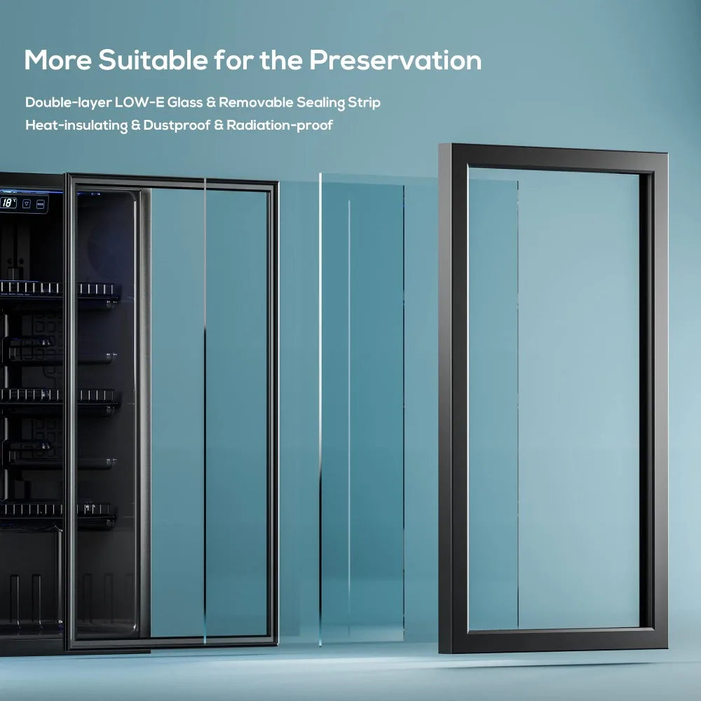 Beverage Refrigerator Cooler,Freestanding Mini Fridge Cooler with Glass Door & Digital Temperature Display for Soda,Wine or Beer