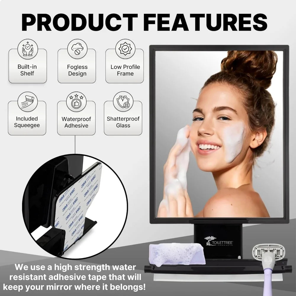 Fogless Shower Mirror - Anti-Fog Mirror - Adjustable Shaving Mirror with a Squeegee - Rust-Proof, Impact-Resistance Bathroom