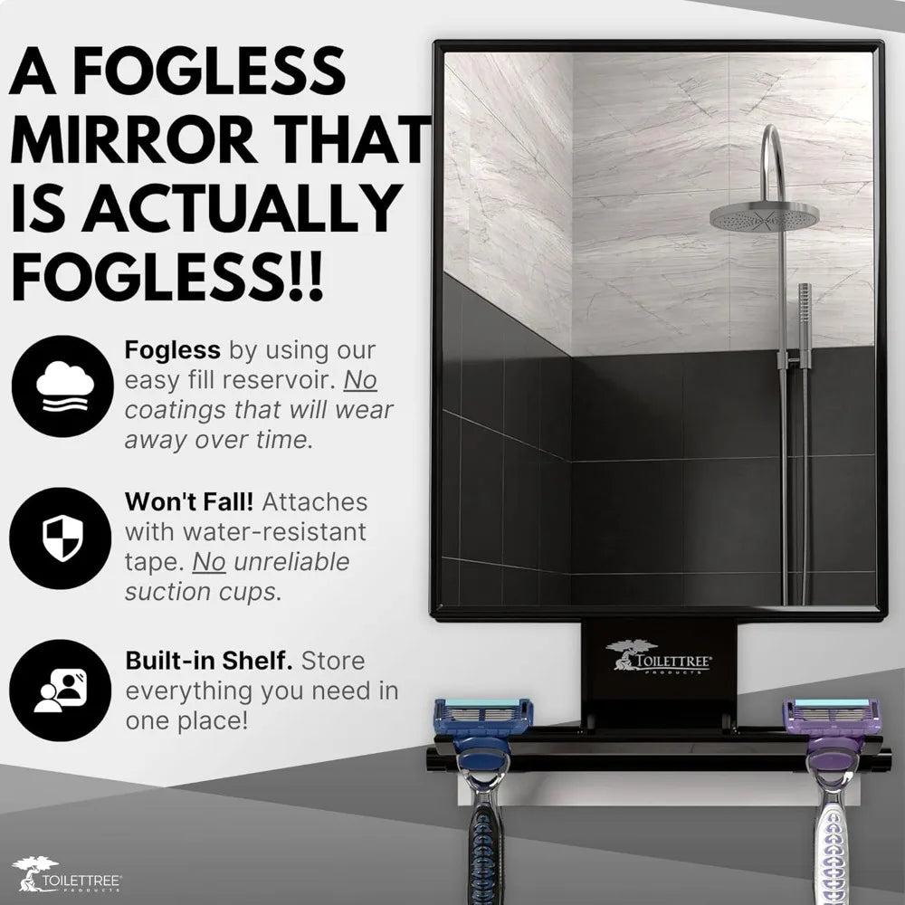 Fogless Shower Mirror - Anti-Fog Mirror - Adjustable Shaving Mirror with a Squeegee - Rust-Proof, Impact-Resistance Bathroom